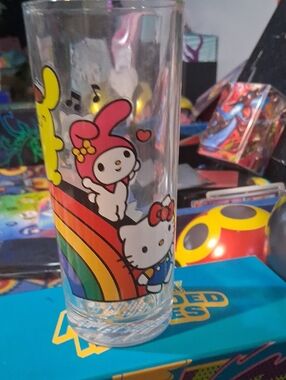Hello Kitty Rainbow Character Glass with Pink, Red, Yellow, Blue, Green